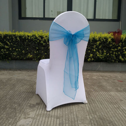 10 pcs Wedding Purple Chair Sashes Bows Sheer Chiffon Crystal Yarn Chair Bands for Party Banquet Hotel Restaurant Decorations