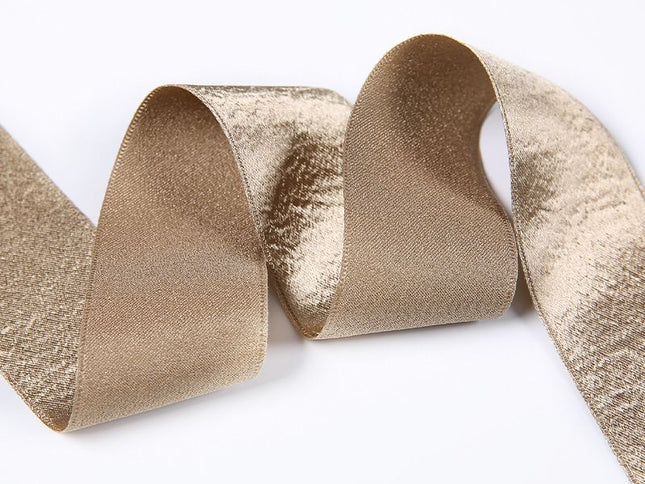 Velvet Wired Ribbon Metallic Crushed Velvet Christmas Ribbon for Wrapping Christmas Tree Crafts, Wreath Decoration Ôºà2pcsÔºâ