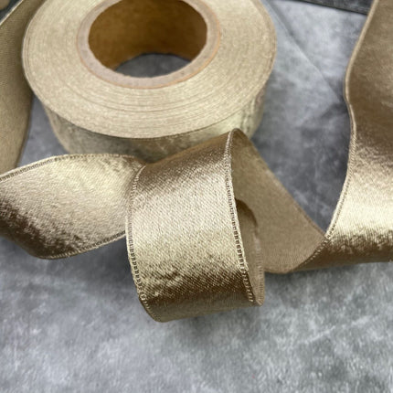 Velvet Wired Ribbon Metallic Crushed Velvet Christmas Ribbon for Wrapping Christmas Tree Crafts, Wreath Decoration （2pcs）