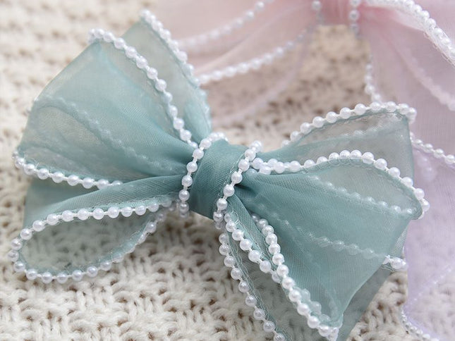 40mm Width Pearl Edge Silk Ribbon for Craft Hair Bow Gift Wrapping Wedding Decoration Dress Sewing Lace TrimÔºà3pcsÔºâ