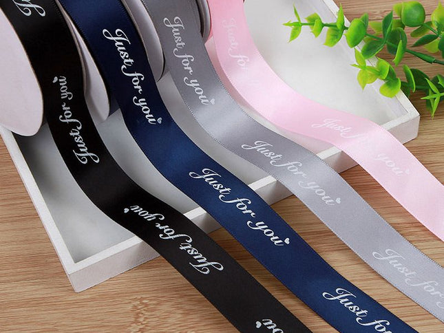 2.5 cm Embossed Ribbon Printing English Ribbon Gift Wrap Ribbon Butterfly Wrap Material,Flower Wrap Ribbon(4pcs)