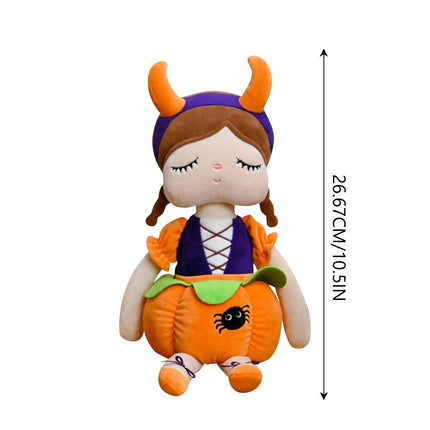 Dolls Halloween Pumpkin Baby Girl Gifts Plush Pumpkin Doll Soft Toys Orange Sitting at a height of 10.5 inches