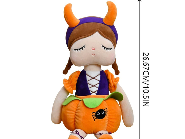 Dolls Halloween Pumpkin Baby Girl Gifts Plush Pumpkin Doll Soft Toys Orange Sitting at a height of 10.5 inches