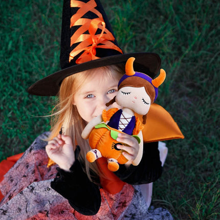 Dolls Halloween Pumpkin Baby Girl Gifts Plush Pumpkin Doll Soft Toys Orange Sitting at a height of 10.5 inches