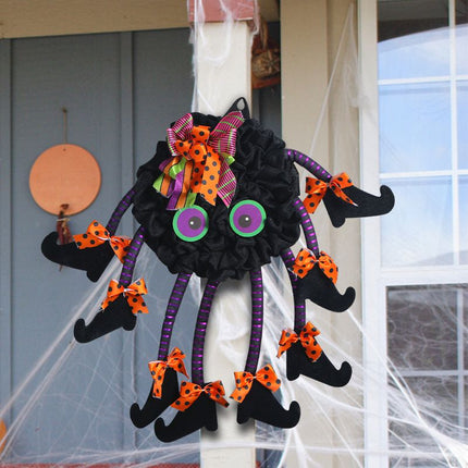 Halloween Spider Wreath for Front Door,Tie Wall Hanging Ornaments Wreath for Holiday Halloween Party Decor