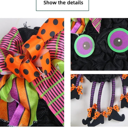 Halloween Spider Wreath for Front Door,Tie Wall Hanging Ornaments Wreath for Holiday Halloween Party Decor