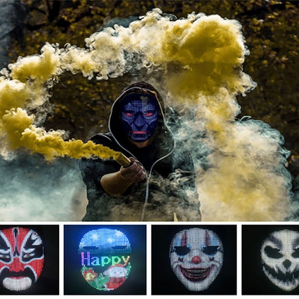 Led Mask with Bluetooth Programmable App,Shining Led Light Up Face Mask for Adult Kid Halloween Masquerade Party