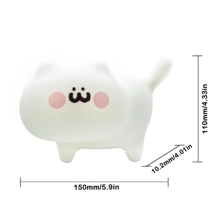 LED Nursery Night Lights for Kids,  Animal Cat Silicone Night Light with Touch Sensor, Warm White Portable and Rechargeable Sleep
