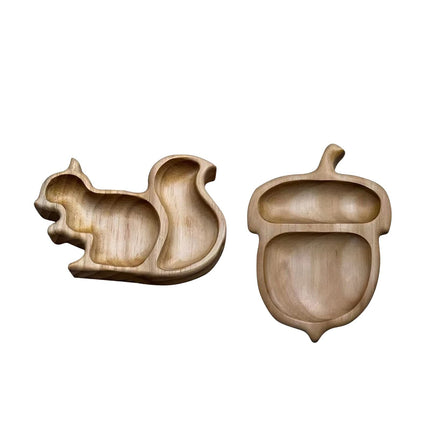 Tray Wood Snack Tray Wood Platter Snack for Everyday Kitchen Party Restaurant Serving Tray Snack Gift (Squirrel+Pine Cones)