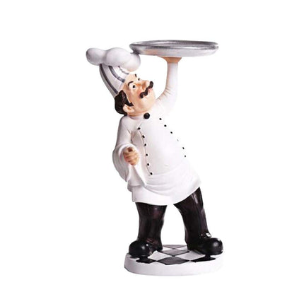 Chef Figurines Chef Statue for Kitchen Counter Top Restaurant Cafe Resin Desktop Decorative Ornaments Christmas White