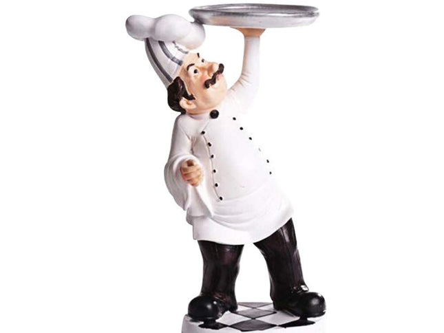 Chef Figurines Chef Statue for Kitchen Counter Top Restaurant Cafe Resin Desktop Decorative Ornaments Christmas White