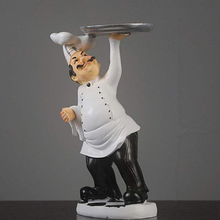 Chef Figurines Chef Statue for Kitchen Counter Top Restaurant Cafe Resin Desktop Decorative Ornaments Christmas White