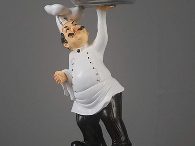 Chef Figurines Chef Statue for Kitchen Counter Top Restaurant Cafe Resin Desktop Decorative Ornaments Christmas White