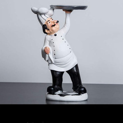 Chef Figurines Chef Statue for Kitchen Counter Top Restaurant Cafe Resin Desktop Decorative Ornaments Christmas White