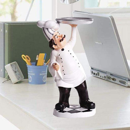 Chef Figurines Chef Statue for Kitchen Counter Top Restaurant Cafe Resin Desktop Decorative Ornaments Christmas White