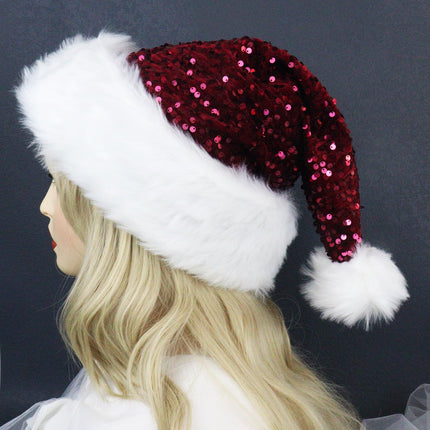Santa Hat, Christmas Hats for Women or Men, Soft Adults Holiday Hat for Santa Claus New Year Party Supplies