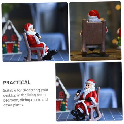 1pc Rocking Chair Santa Holiday Santa Tabletop Santa Claus Decor Santa Claus Figures Decor for Home Santa Claus Sculpture Mini Toy