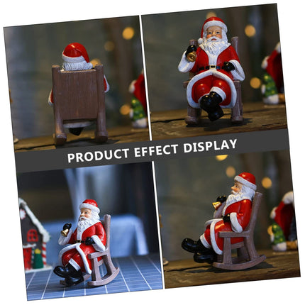 1pc Rocking Chair Santa Holiday Santa Tabletop Santa Claus Decor Santa Claus Figures Decor for Home Santa Claus Sculpture Mini Toy