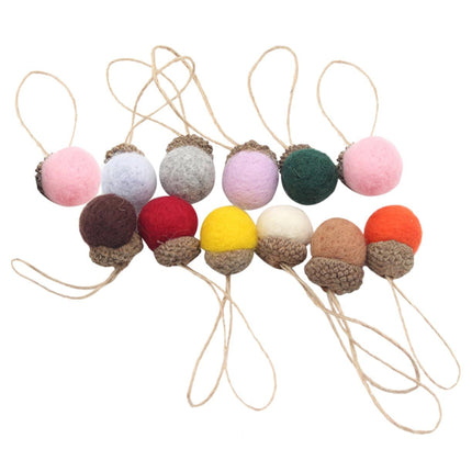 12pcs Pine Tower Balls Thanksgiving Balls Holiday Hanging Ornament Felt Pine Cone Simulation Acorn Christmas