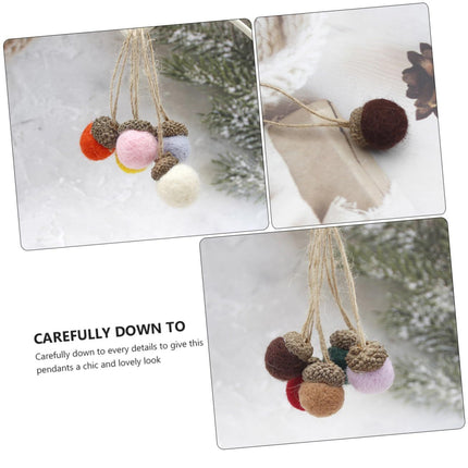 12pcs Pine Tower Balls Thanksgiving Balls Holiday Hanging Ornament Felt Pine Cone Simulation Acorn Christmas