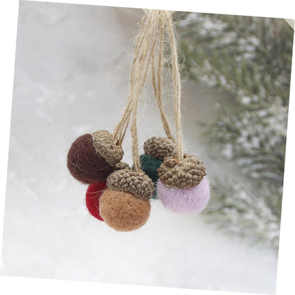 12pcs Pine Tower Balls Thanksgiving Balls Holiday Hanging Ornament Felt Pine Cone Simulation Acorn Christmas