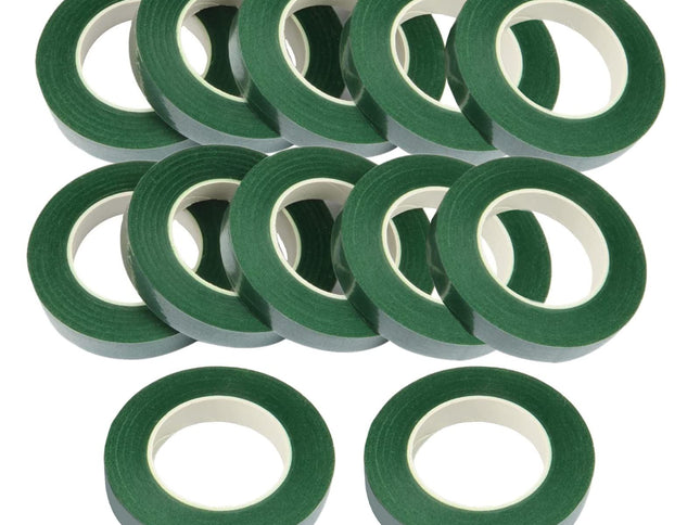 12 Rolls 0.43 Inch 22 Yard Green Floral Tape for Bouquet Stem Wrapping - Adhesive, Waterproof and Flexible (Dark Green)