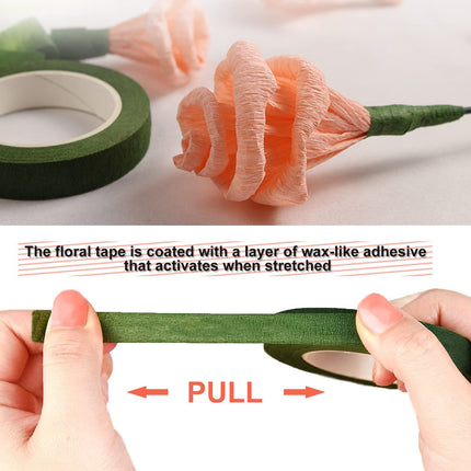 12 Rolls 0.43 Inch 22 Yard Green Floral Tape for Bouquet Stem Wrapping - Adhesive, Waterproof and Flexible (Dark Green)