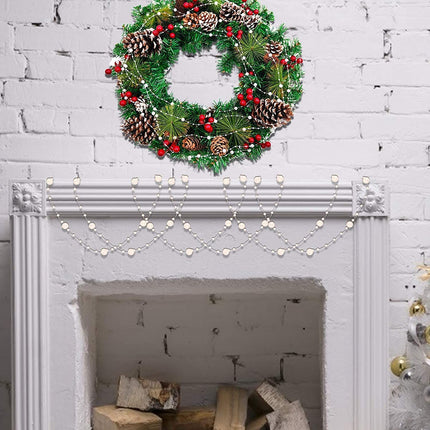 16.5 Ft Christmas Beads Decoration Pearl Strands Chain for Christmas Tree Decoration Indoor Outdoor Home Mantle Fireplace Holiday