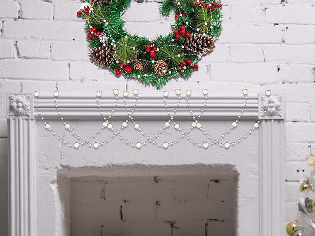 16.5 Ft Christmas Beads Decoration Pearl Strands Chain for Christmas Tree Decoration Indoor Outdoor Home Mantle Fireplace Holiday