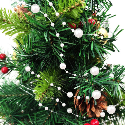 16.5 Ft Christmas Beads Decoration Pearl Strands Chain for Christmas Tree Decoration Indoor Outdoor Home Mantle Fireplace Holiday