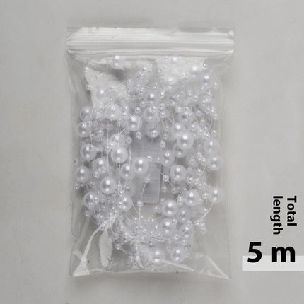 16.5 Ft Christmas Beads Decoration Pearl Strands Chain for Christmas Tree Decoration Indoor Outdoor Home Mantle Fireplace Holiday