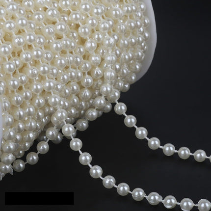 Faux Ivory Pearl Beads - 6mm Christmas Tree Beads 5.5Yards Ivory Pearl Strands Spool Pearl String Bead Roll (6mm , Ivory)