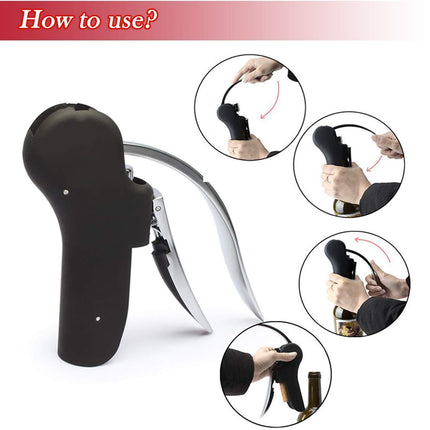 Wine Opener-Wine Bottle Opener Corkscrew Set- Lever Corkscrew Wine Openers with Foil Cutter, Wine Stopper,Pourer and Extra Spiral