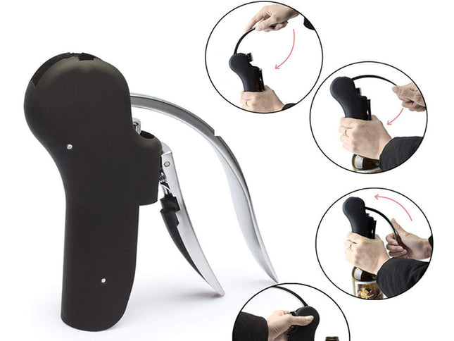 Wine Opener-Wine Bottle Opener Corkscrew Set- Lever Corkscrew Wine Openers with Foil Cutter, Wine Stopper,Pourer and Extra Spiral