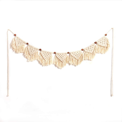 Handmade Boho Tassel Wall Hanging Fringe Panels Garland Banner Woven Tapestry Cotton Crochet Decor Bathroom Bedroom
