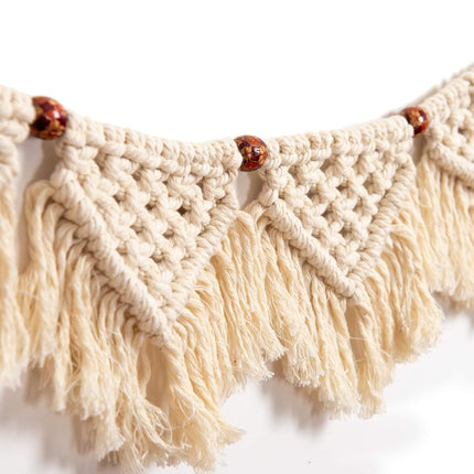 Handmade Boho Tassel Wall Hanging Fringe Panels Garland Banner Woven Tapestry Cotton Crochet Decor Bathroom Bedroom