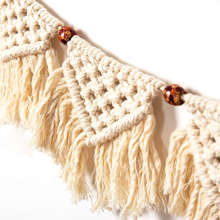 Handmade Boho Tassel Wall Hanging Fringe Panels Garland Banner Woven Tapestry Cotton Crochet Decor Bathroom Bedroom