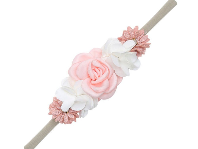 5 Pack White Pink Delicate Rose Flower Nylon Headbands Floral Hair Bows Daisy Flowers Headband Elastic Hair Bands Easter