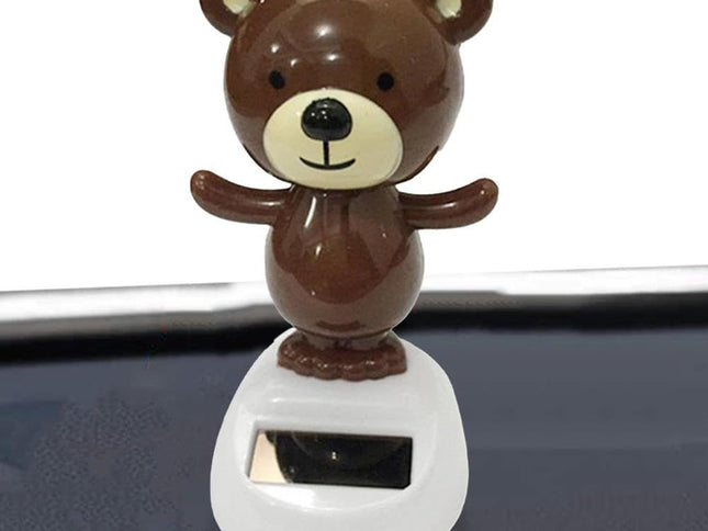 Brown solar dance bear toy, solar dance figurine, car dashboard decoration, shaking head bear toy, shaking head doll