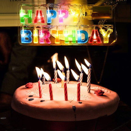 Novelty Place Happy Birthday LED String Lights, Multicolor Light Up Letter Birthday Party Hanging Decorations
