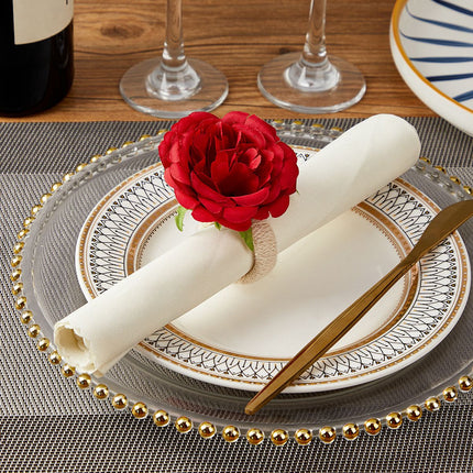 5pcs Rose Napkin Rings Napkin Holder Wedding Decor Red Napkin Rings Valentine Ribbon for Wrapping Flower Tissue Rings
