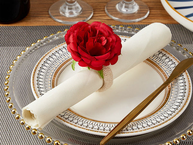 5pcs Rose Napkin Rings Napkin Holder Wedding Decor Red Napkin Rings Valentine Ribbon for Wrapping Flower Tissue Rings