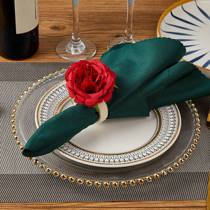 5pcs Rose Napkin Rings Napkin Holder Wedding Decor Red Napkin Rings Valentine Ribbon for Wrapping Flower Tissue Rings