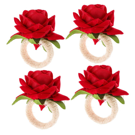 5pcs Rose Napkin Rings Napkin Holder Wedding Decor Red Napkin Rings Valentine Ribbon for Wrapping Flower Tissue Rings