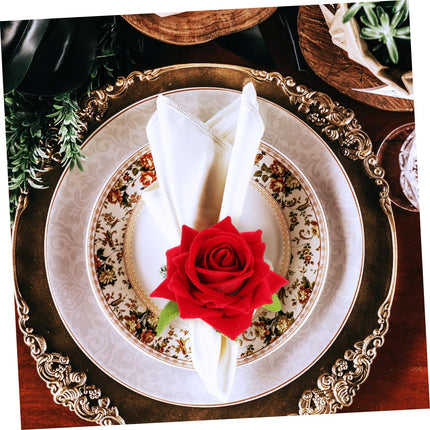 5pcs Rose Napkin Rings Napkin Holder Wedding Decor Red Napkin Rings Valentine Ribbon for Wrapping Flower Tissue Rings