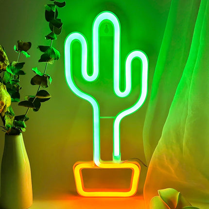 Neon Cactus Light Cactus Neon Sign, Cactus Wall Decor Lamp Cactus Neon Light Green Cactus LED Signs USB/Battery