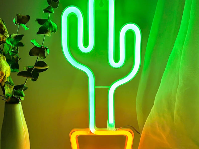 Neon Cactus Light Cactus Neon Sign, Cactus Wall Decor Lamp Cactus Neon Light Green Cactus LED Signs USB/Battery