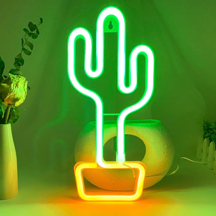 Neon Cactus Light Cactus Neon Sign, Cactus Wall Decor Lamp Cactus Neon Light Green Cactus LED Signs USB/Battery