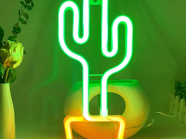 Neon Cactus Light Cactus Neon Sign, Cactus Wall Decor Lamp Cactus Neon Light Green Cactus LED Signs USB/Battery