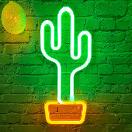 Neon Cactus Light Cactus Neon Sign, Cactus Wall Decor Lamp Cactus Neon Light Green Cactus LED Signs USB/Battery